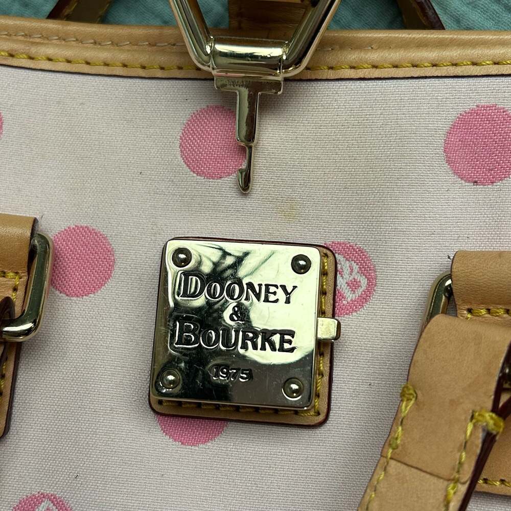 Vintage Dooney & Bourke Pink Polka Dot Leather Bucket Bag - Picture 4 of 9